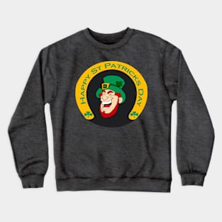 St Patrick's Day Leprechaun in horseshoe Crewneck Sweatshirt